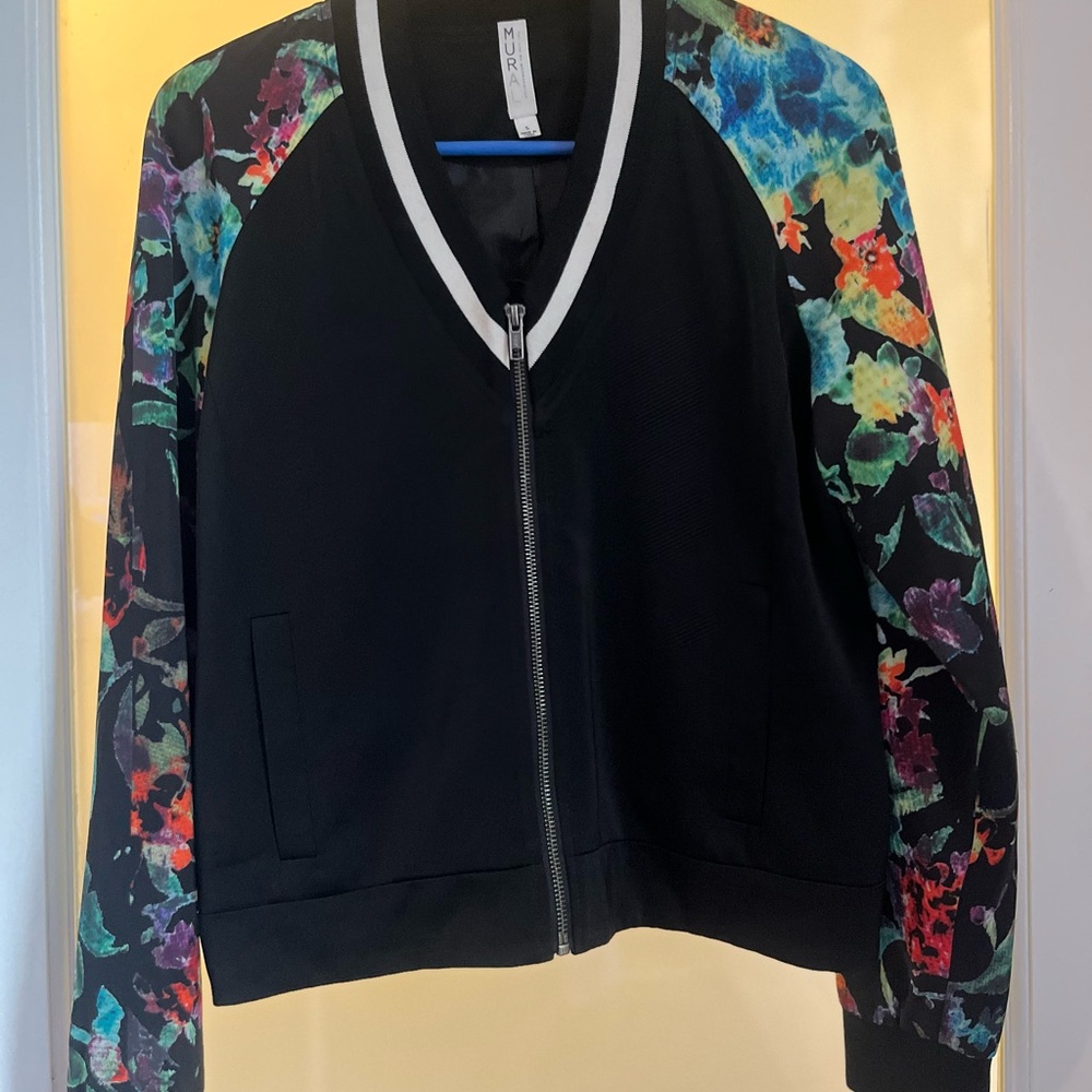 Floral Sleeve Bomber Jacket